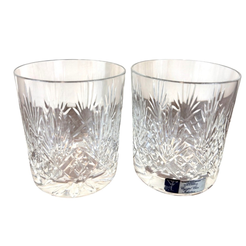 Crystal Clear Industries Set‎ of TWO Essex Double Old Fashioned Glasses 4" Tall